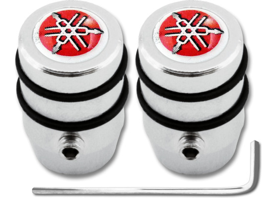 2 bouchons de valve antivol Yamaha rouge  blanc design