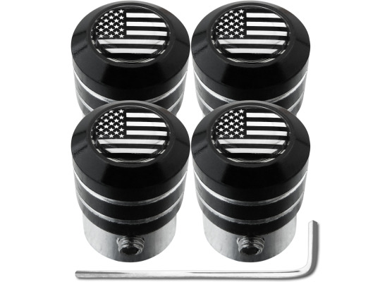 4 American flag USA United States black  chrome black antitheft valve caps