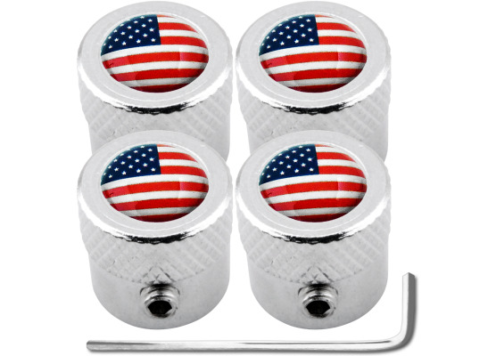 4 American flag USA United States striated antitheft valve caps