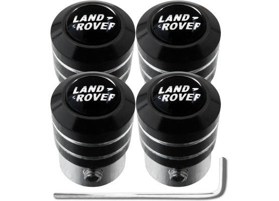 4 AntidiebstahlVentilkappen Land Rover klein schwarz  chromfarbig black