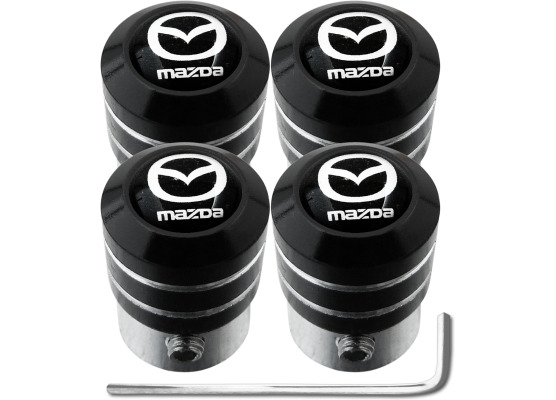 4 AntidiebstahlVentilkappen Mazda klein schwarz  chromfarbig black