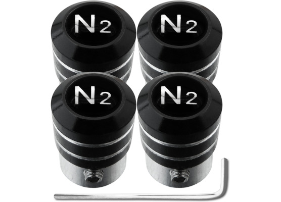 4 AntidiebstahlVentilkappen Stickstoff N2 schwarz  chromfarbig black