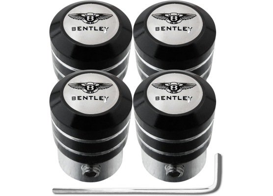 4 Bentley black antitheft valve caps