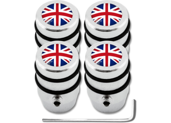 4 bouchons de valve antivol Angleterre RoyaumeUni Anglais Union Jack British England design
