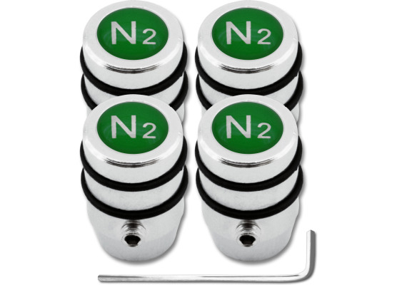 4 bouchons de valve antivol Azote N2 vert design