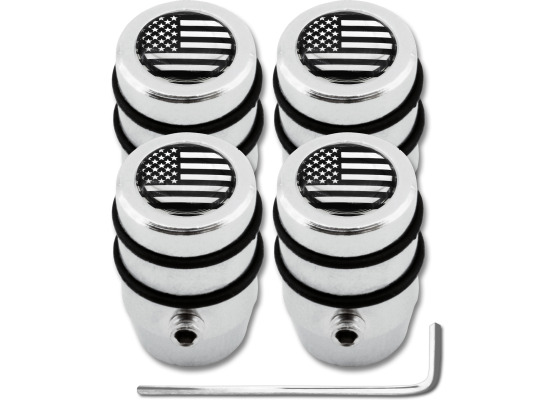 4 bouchons de valve antivol drapeau Américain EtatsUnis USA noir  chrome design