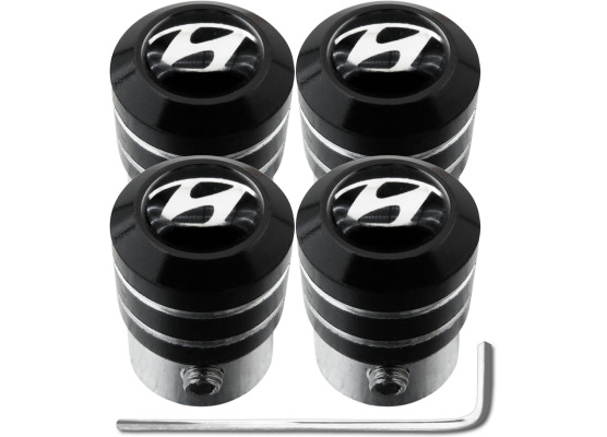 4 bouchons de valve antivol Hyundai black