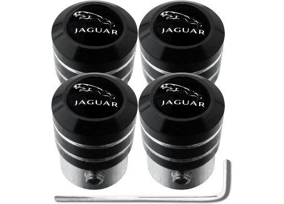 4 bouchons de valve antivol Jaguar noir  chrome black