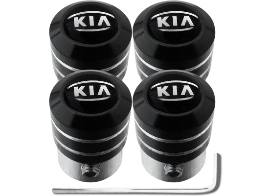 4 bouchons de valve antivol Kia noir  chrome black
