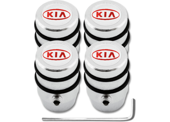 4 bouchons de valve antivol Kia rouge  blanc design