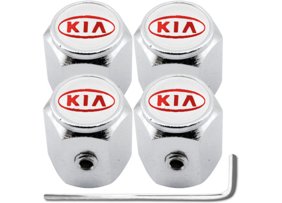 4 bouchons de valve antivol Kia rouge  blanc hexa