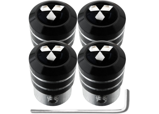 4 bouchons de valve antivol Mitsubishi noir  chrome black