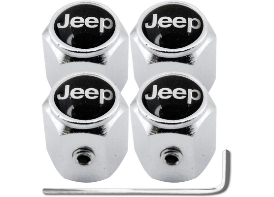 4 Jeep black hex antitheft valve caps
