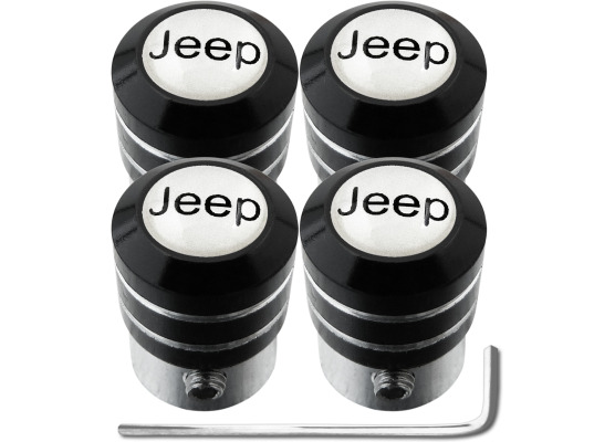 4 Jeep white black antitheft valve caps