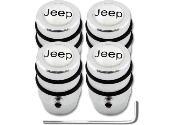 4 Jeep white design antitheft valve caps