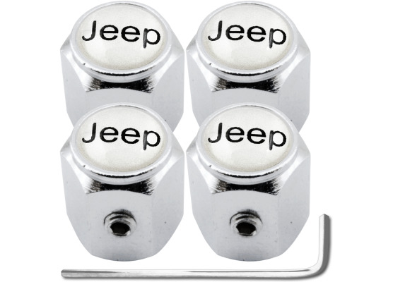 4 Jeep white hex antitheft valve caps