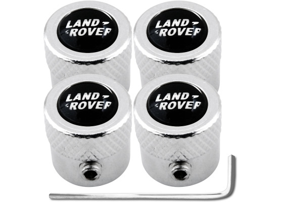 4 Land Rover small black  chrome striated antitheft valve caps