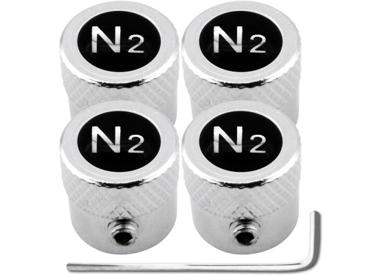 4 Nitrogen N2 black  chrome striated antitheft valve caps