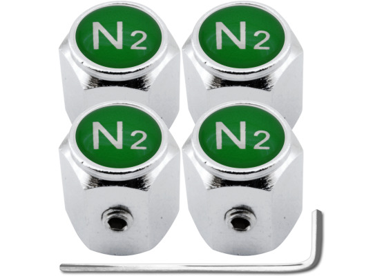 4 Nitrogen N2 green hex antitheft valve caps
