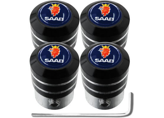 4 Saab black antitheft valve caps