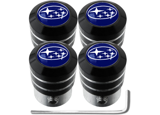 4 Subaru blue black antitheft valve caps