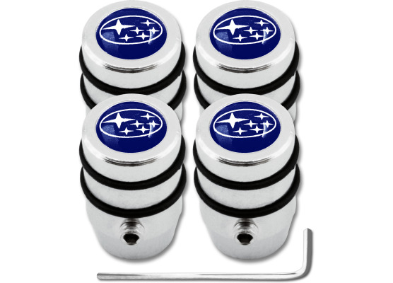 4 Subaru blue design antitheft valve caps