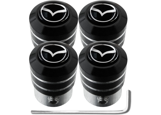 4 tapones de valvula antirrobo Mazda grande negro  cromo black
