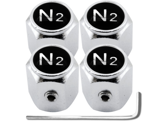 4 tapones de valvula antirrobo Nitrogeno N2 negro  cromo hexa