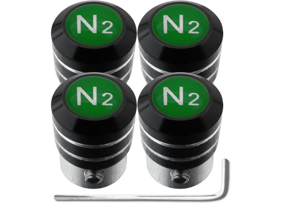 4 tapones de valvula antirrobo Nitrogeno N2 verde black