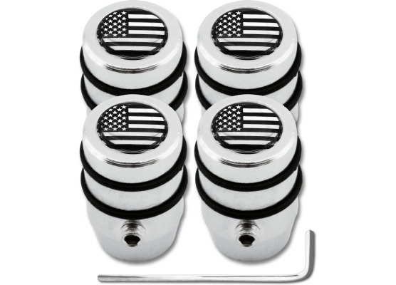 4 USA United States of America black  chrome design antitheft valve caps