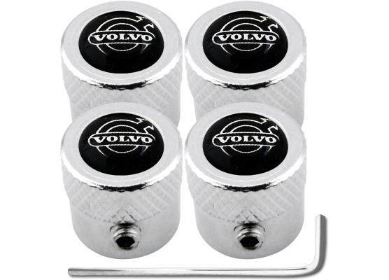 4 Volvo black  chrome striated antitheft valve caps
