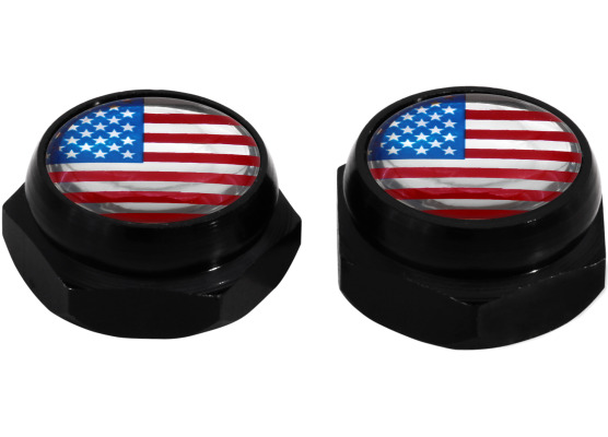 Cappucci per rivetti per targa di immatricolazione Bandiera americana USA Stati Uniti nero
