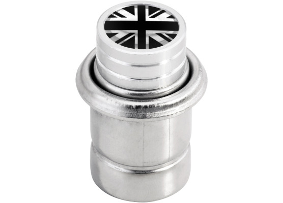 Cigarette lighter British flag Great Britain UK short black  chrome