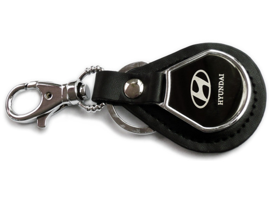 Imitation leather keychain Hyundai badge