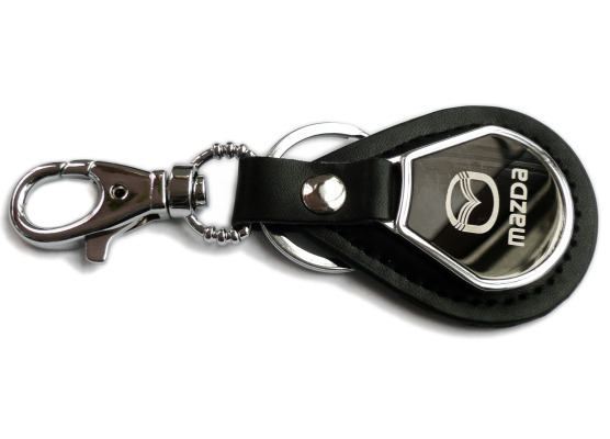 Imitation leather keychain Mazda badge