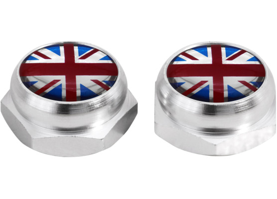 RivetCovers for Licence Plate British flag Great Britain UK silver